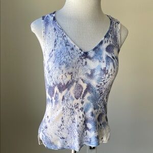 Elegant Blue and White Patterned Tank Top